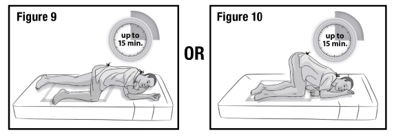 Keep the patient in the left-side position or the knee-chest position for up to 15 minutes to minimize any cramping that may occur - Illustration